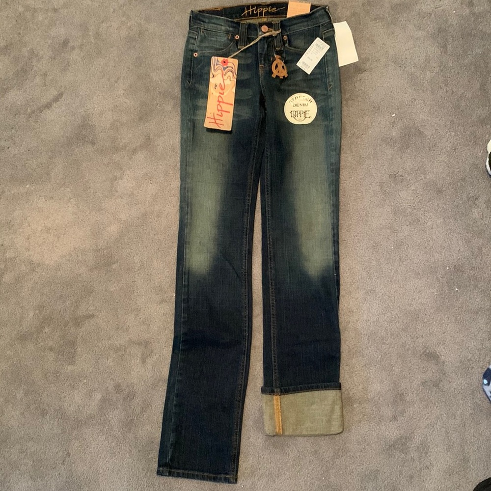 Hippie jeans sz 24” waist, never worn, vintage stone washed
